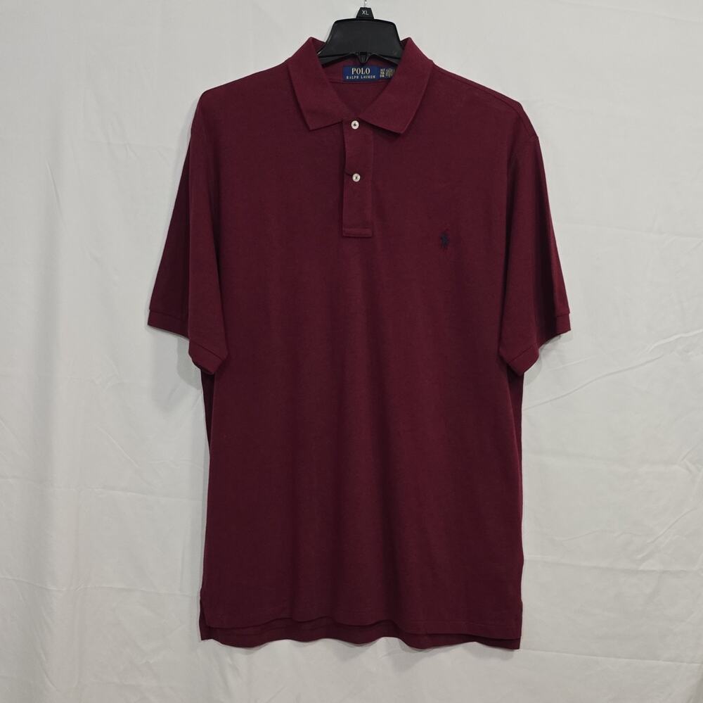Polo Ralph Lauren Mens XL Tall Solid Burgundy Cotton Knit Polo Shirt Logo NWT